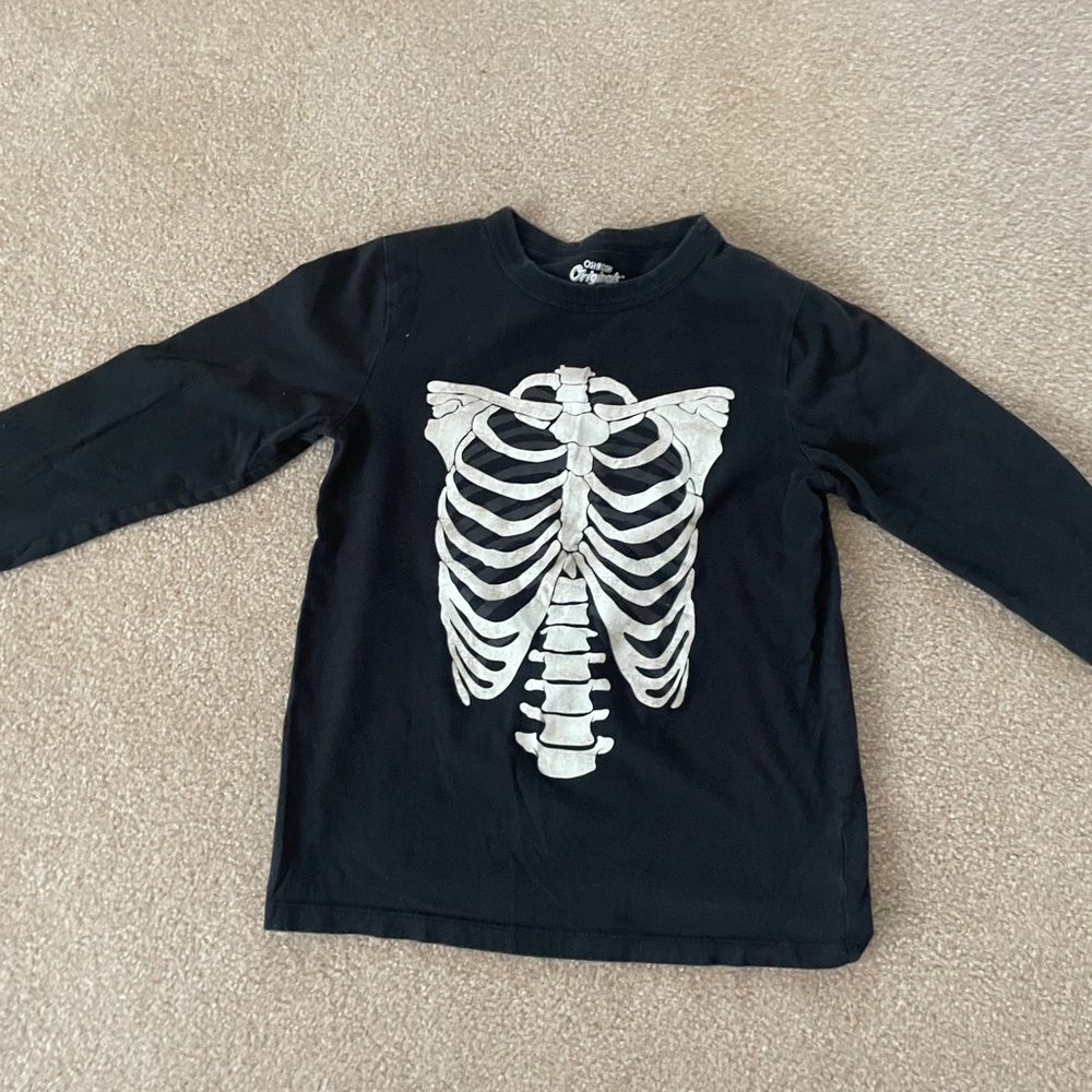 Kids Osh Kosh Black Skeleton Long‎ Sleeve Shirt Size 8